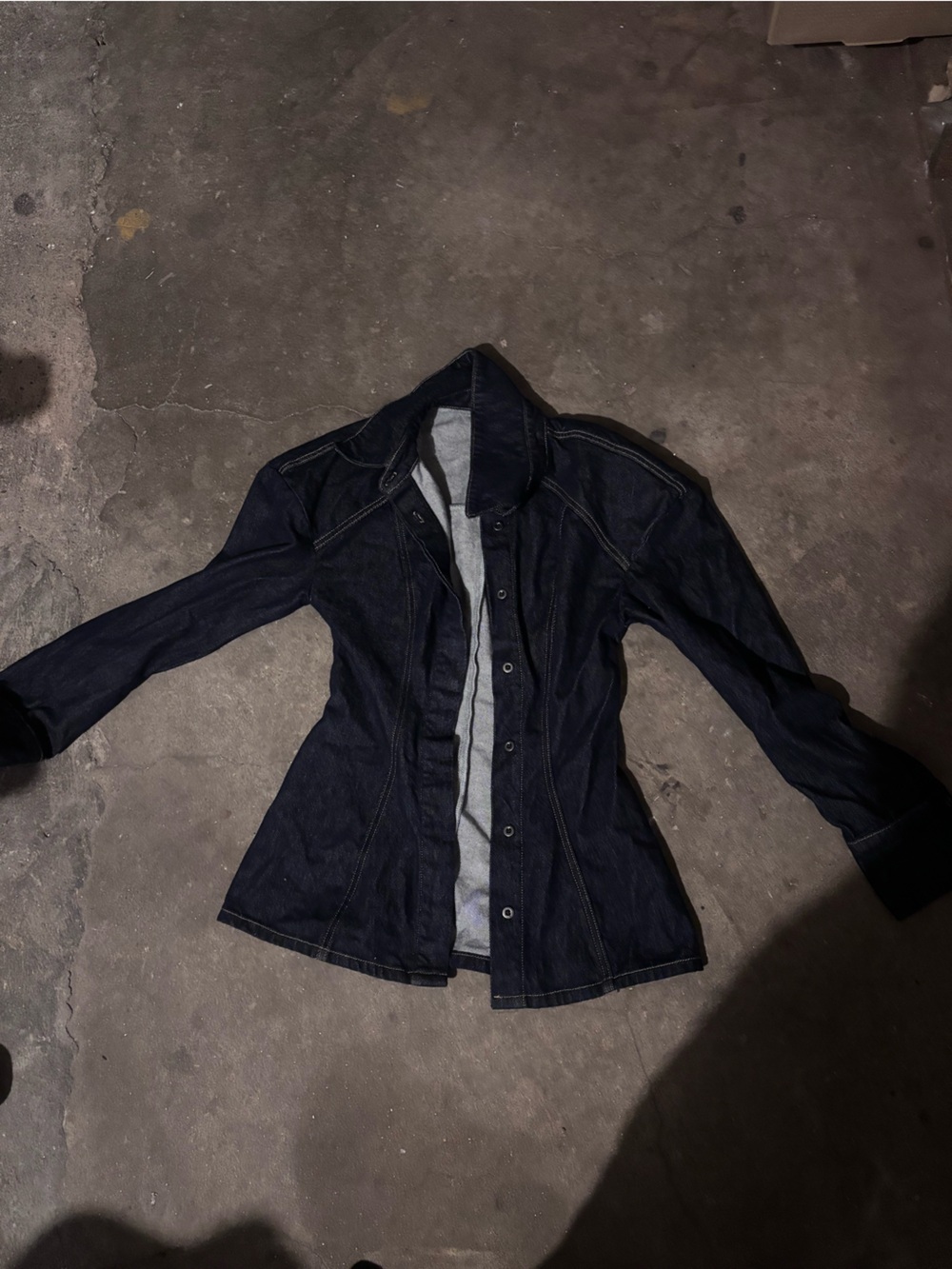 Dark Blue Denim Jean Jacket - Women's Tailored Button-Front